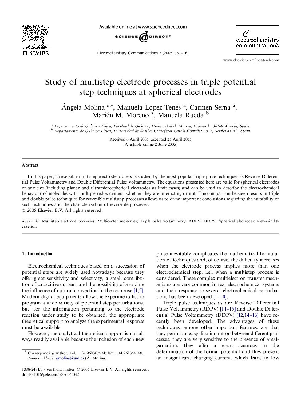 Study of multistep electrode processes in triple potential step techniques at spherical electrodes