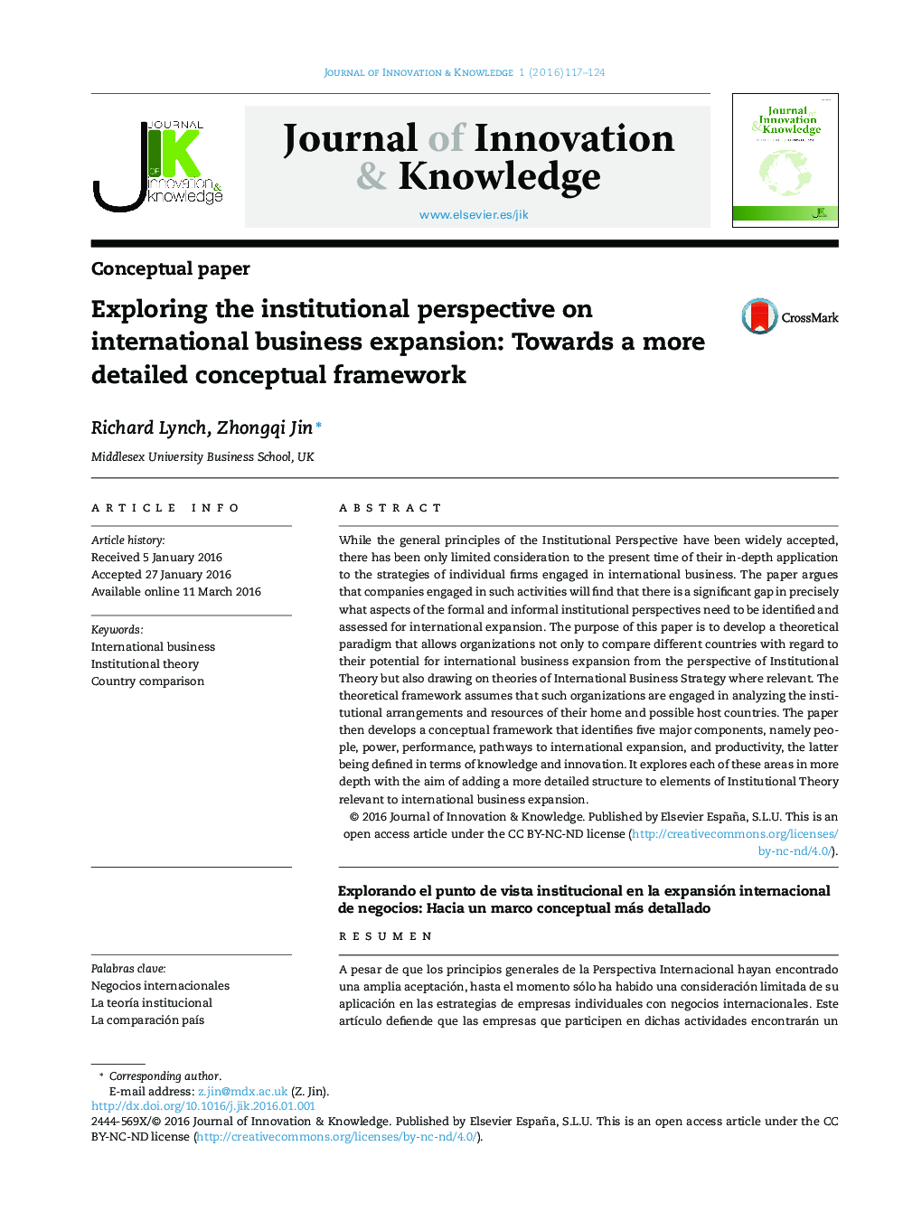 Exploring the institutional perspective on international business expansion: Towards a more detailed conceptual framework