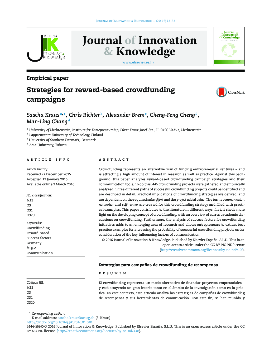 Strategies for reward-based crowdfunding campaigns