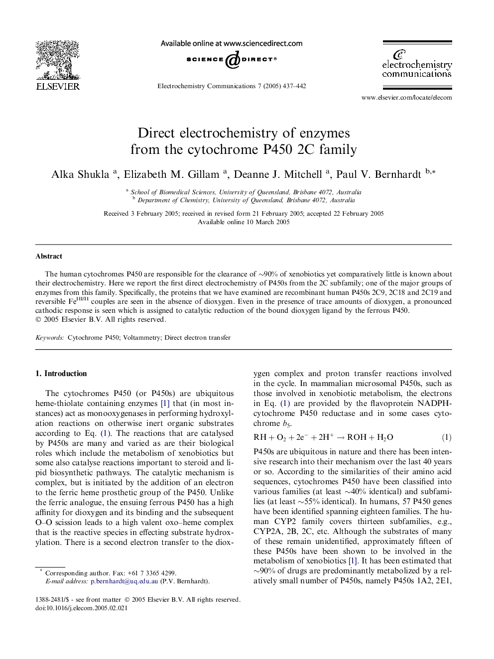 Direct electrochemistry of enzymes from the cytochrome P450 2C family