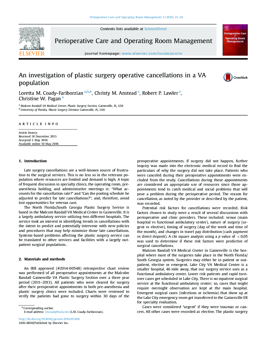 An investigation of plastic surgery operative cancellations in a VA population