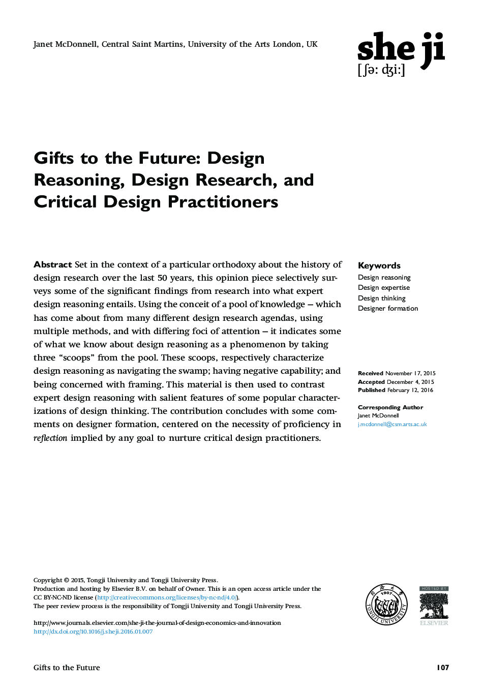هدایای آینده: اصول طراحی، تحقیقات طراحی و تمرینکنندگان طراحی بحرانی 