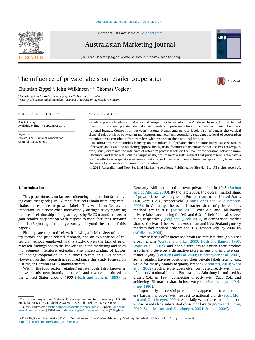 The influence of private labels on retailer cooperation