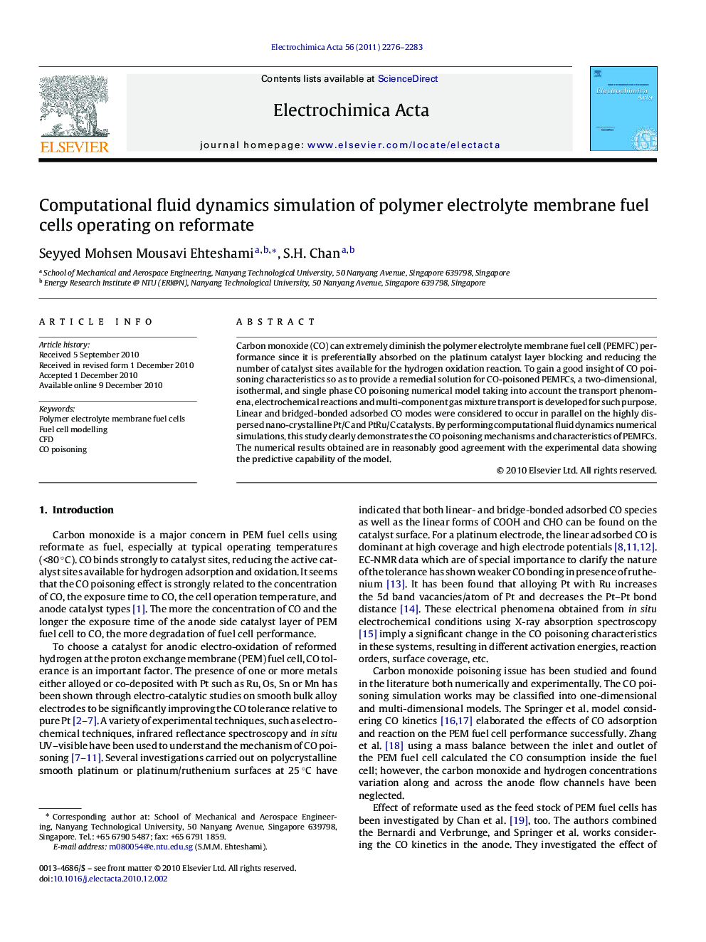 Computational fluid dynamics simulation of polymer electrolyte membrane fuel cells operating on reformate