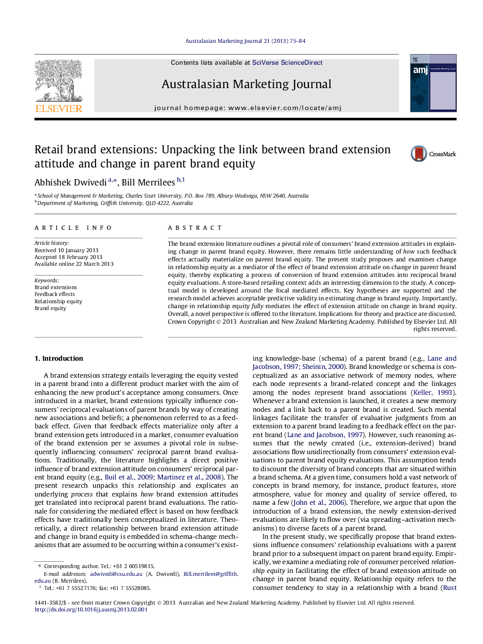 Retail brand extensions: Unpacking the link between brand extension attitude and change in parent brand equity