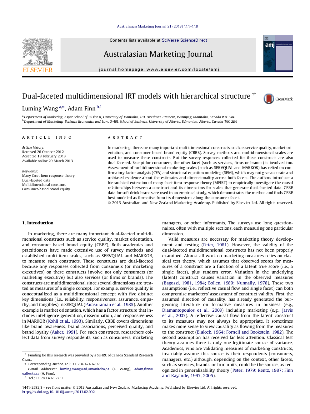 Dual-faceted multidimensional IRT models with hierarchical structure 