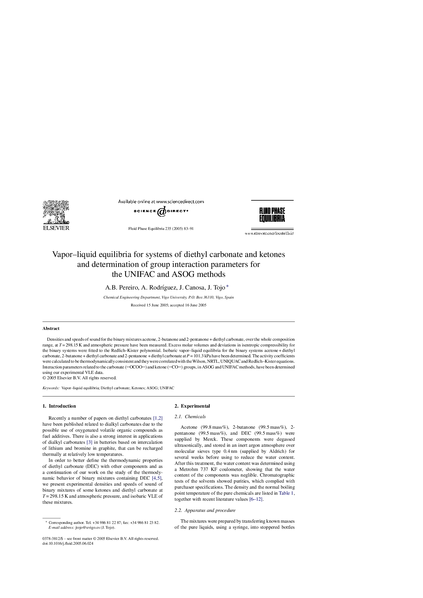 Vapor-liquid equilibria for systems of diethyl carbonate and ketones and determination of group interaction parameters for the UNIFAC and ASOG methods