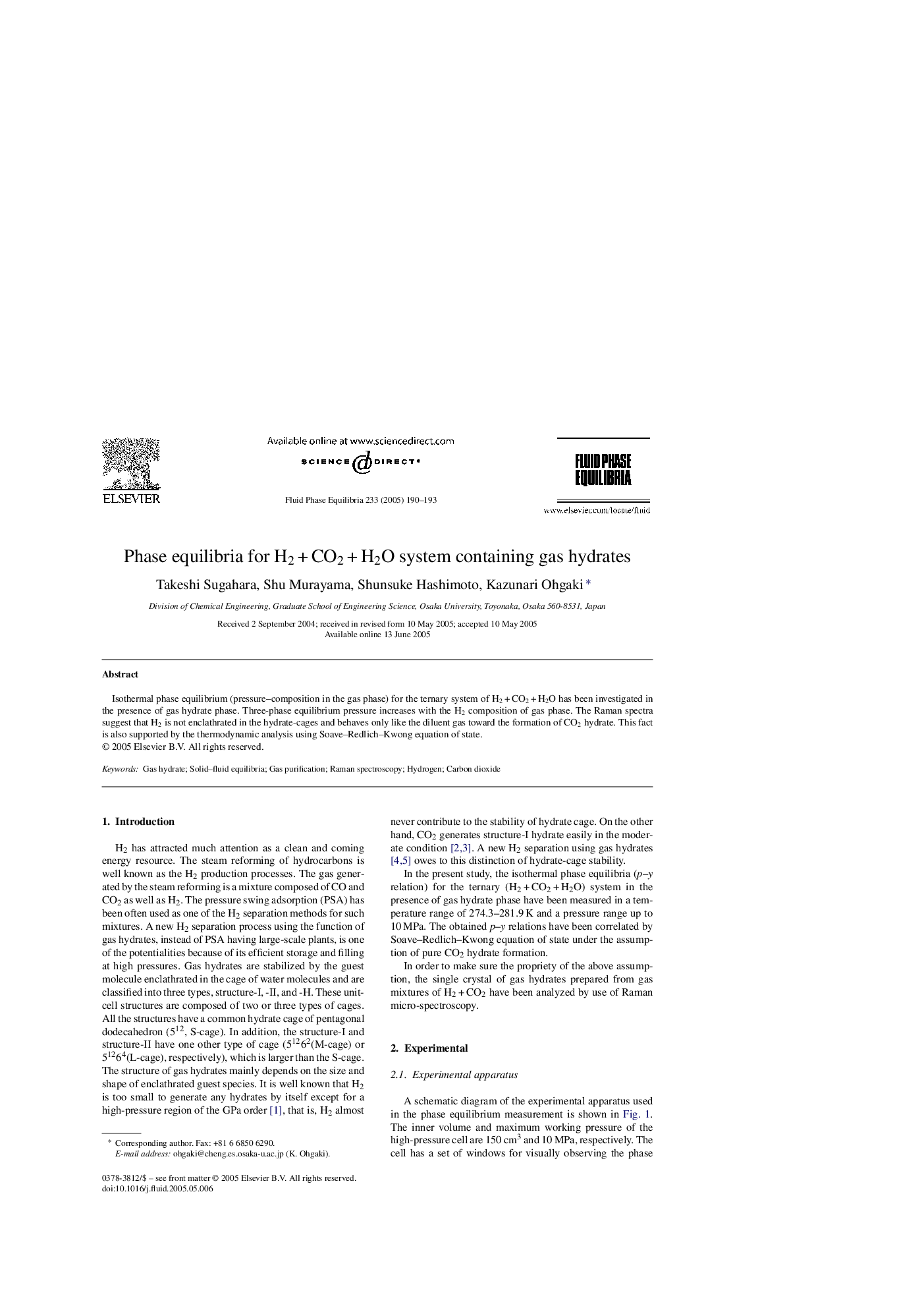 Phase equilibria for H2Â +Â CO2Â +Â H2O system containing gas hydrates