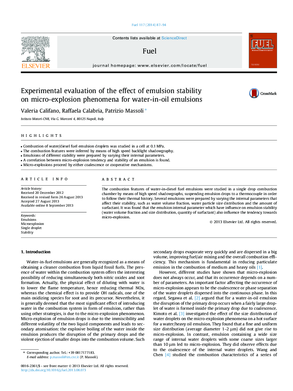 Experimental evaluation of the effect of emulsion stability on micro-explosion phenomena for water-in-oil emulsions