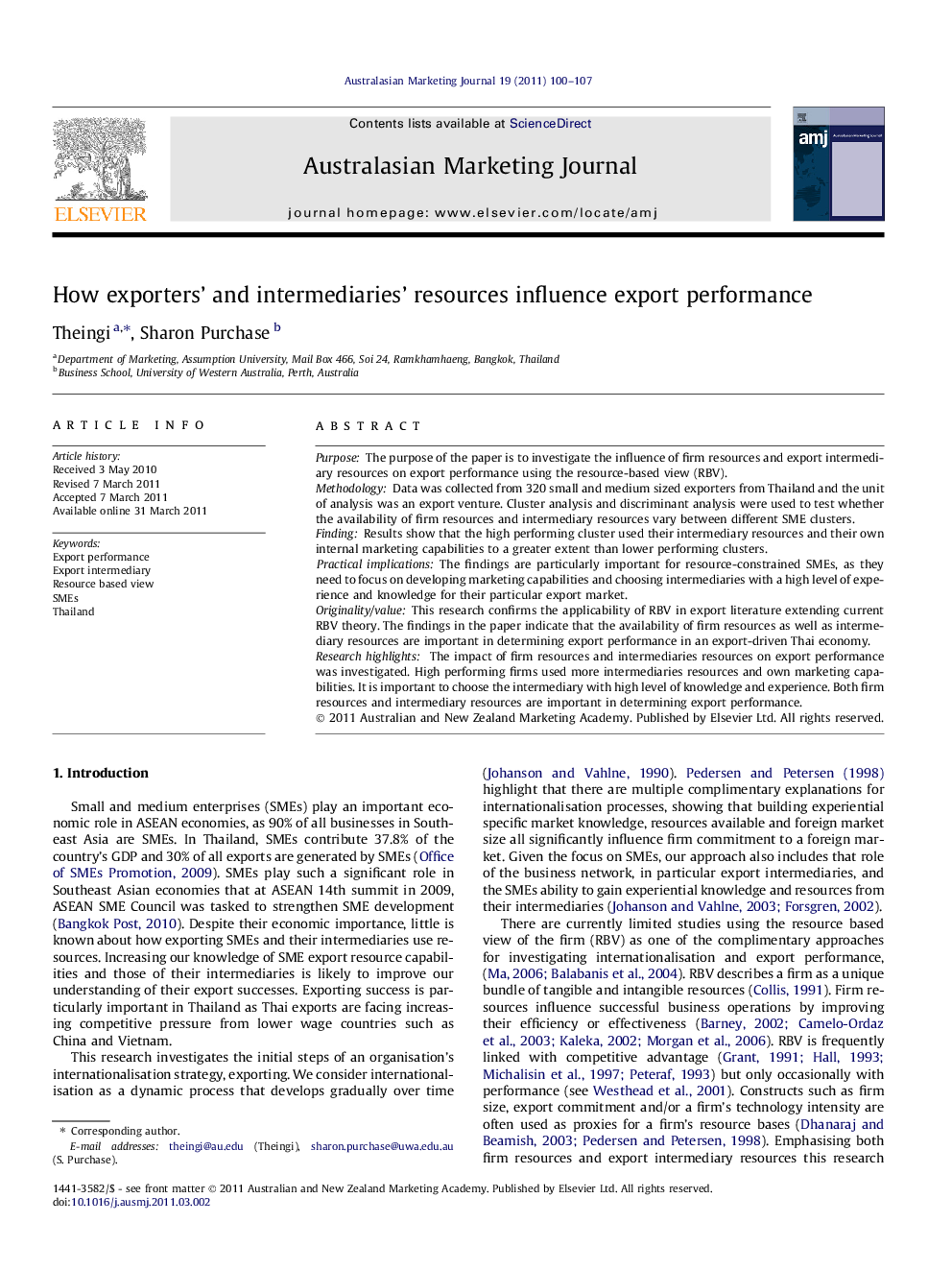 How exporters’ and intermediaries’ resources influence export performance