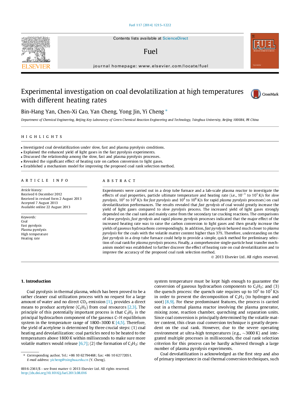 Experimental investigation on coal devolatilization at high temperatures with different heating rates