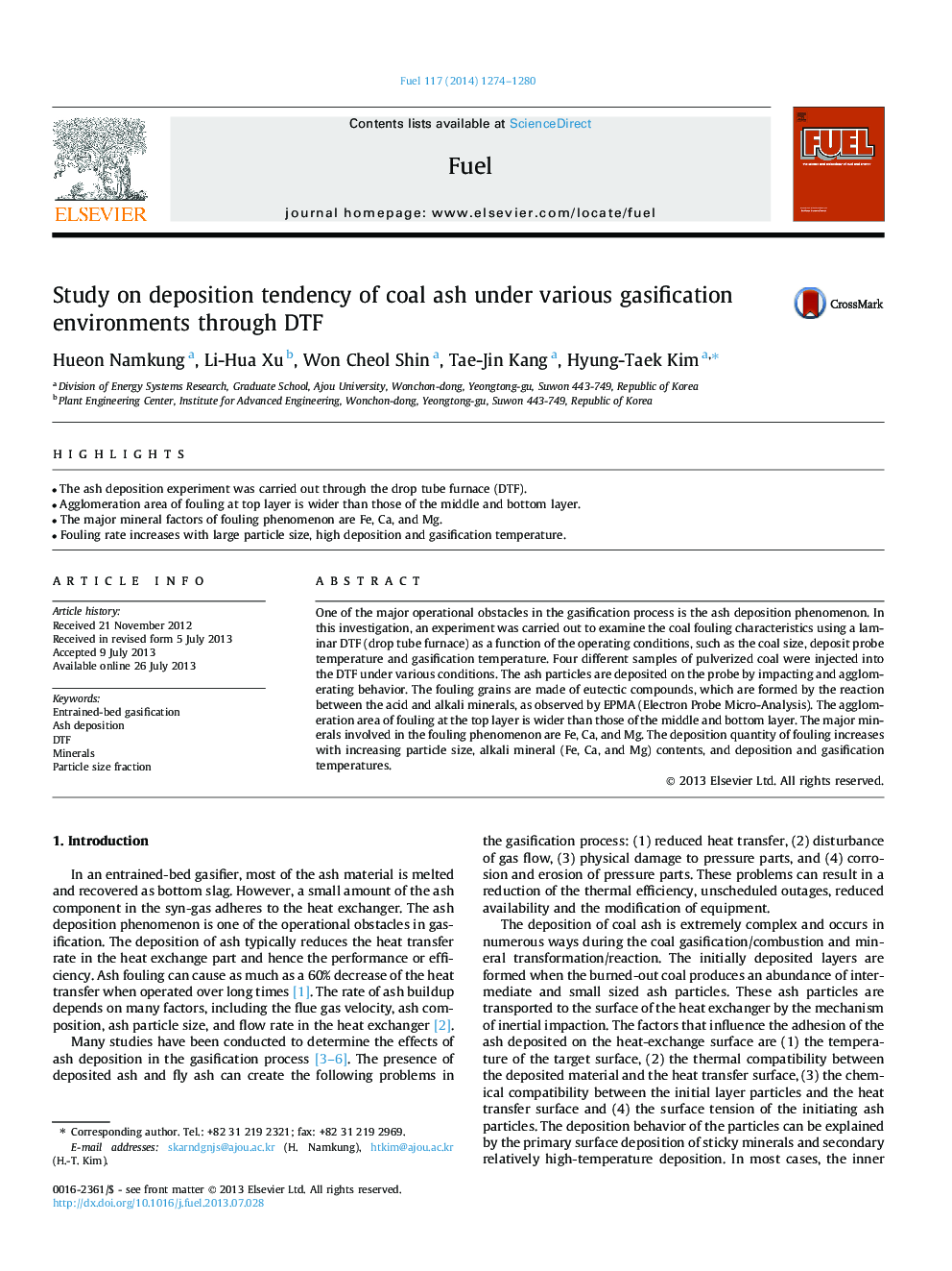 Study on deposition tendency of coal ash under various gasification environments through DTF