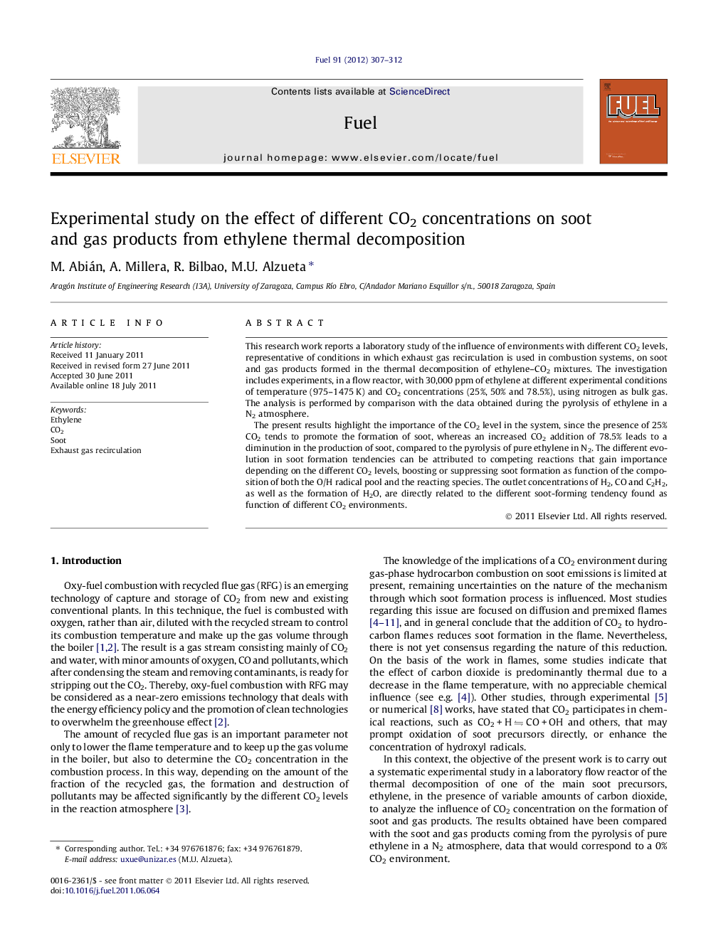 Experimental study on the effect of different CO2 concentrations on soot and gas products from ethylene thermal decomposition