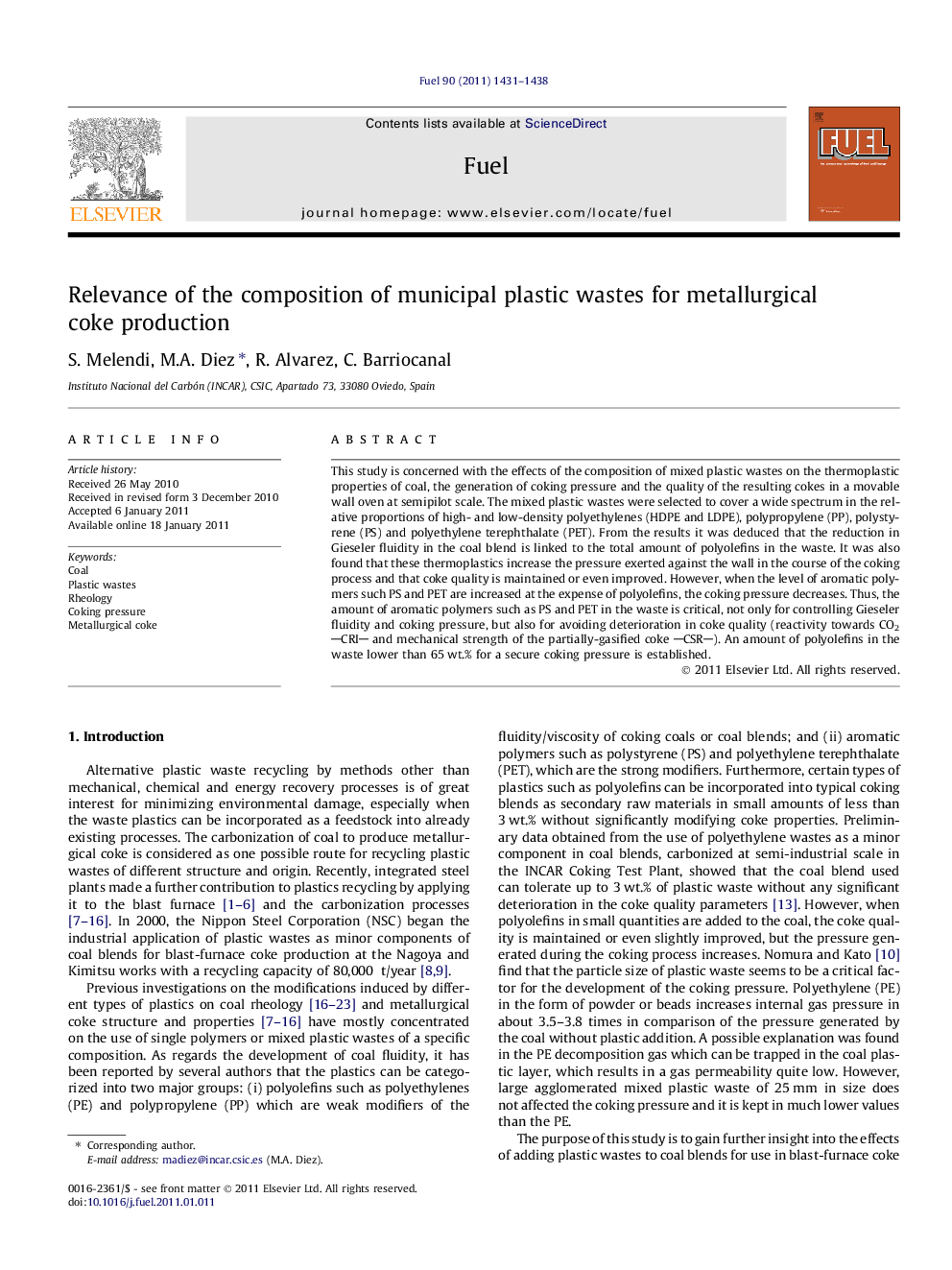 Relevance of the composition of municipal plastic wastes for metallurgical coke production