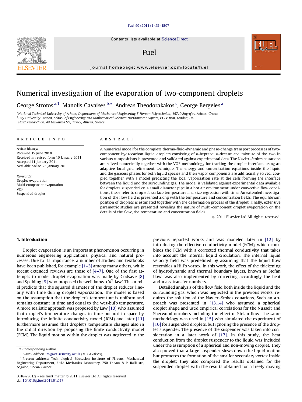 Numerical investigation of the evaporation of two-component droplets