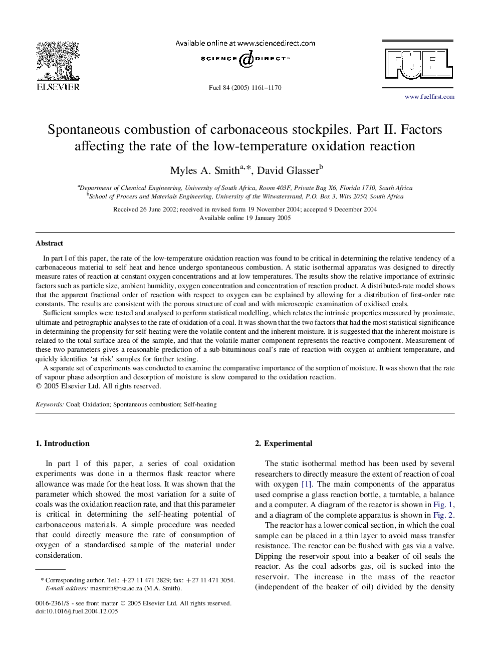 Spontaneous combustion of carbonaceous stockpiles. Part II. Factors affecting the rate of the low-temperature oxidation reaction