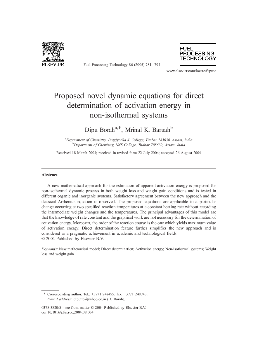 Proposed novel dynamic equations for direct determination of activation energy in non-isothermal isothermal systems