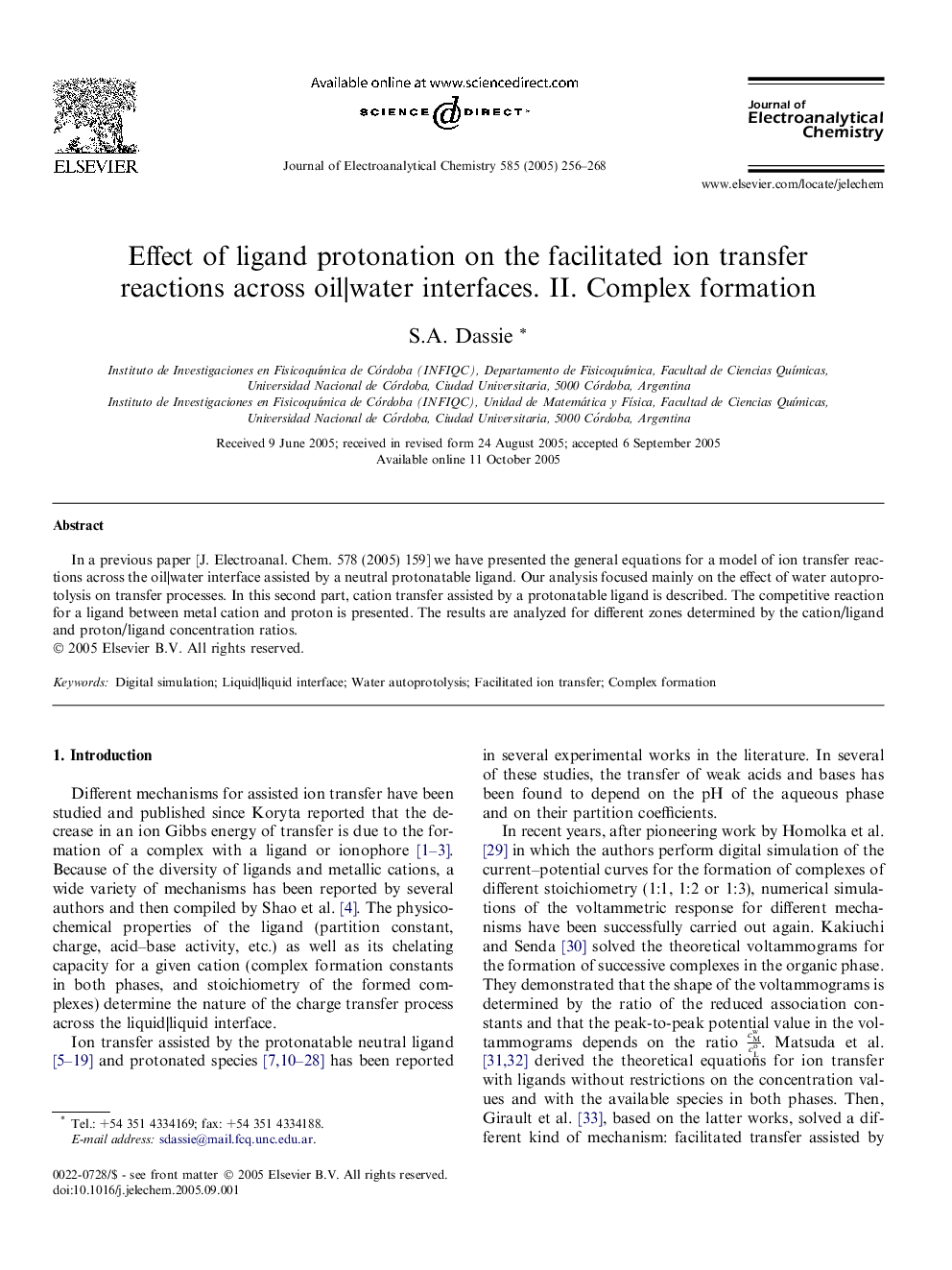 Effect of ligand protonation on the facilitated ion transfer reactions across oil|water interfaces. II. Complex formation