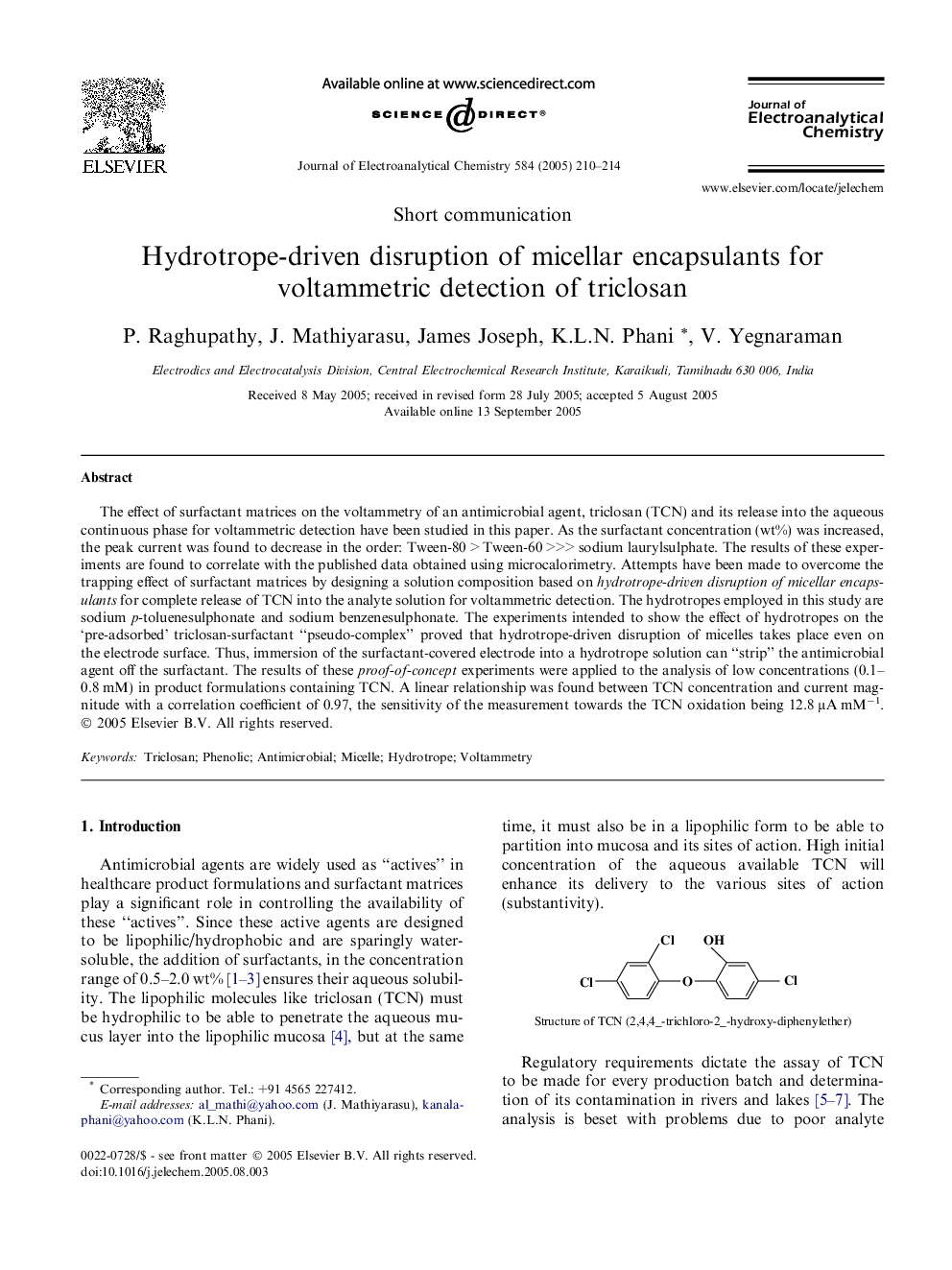 Hydrotrope-driven disruption of micellar encapsulants for voltammetric detection of triclosan