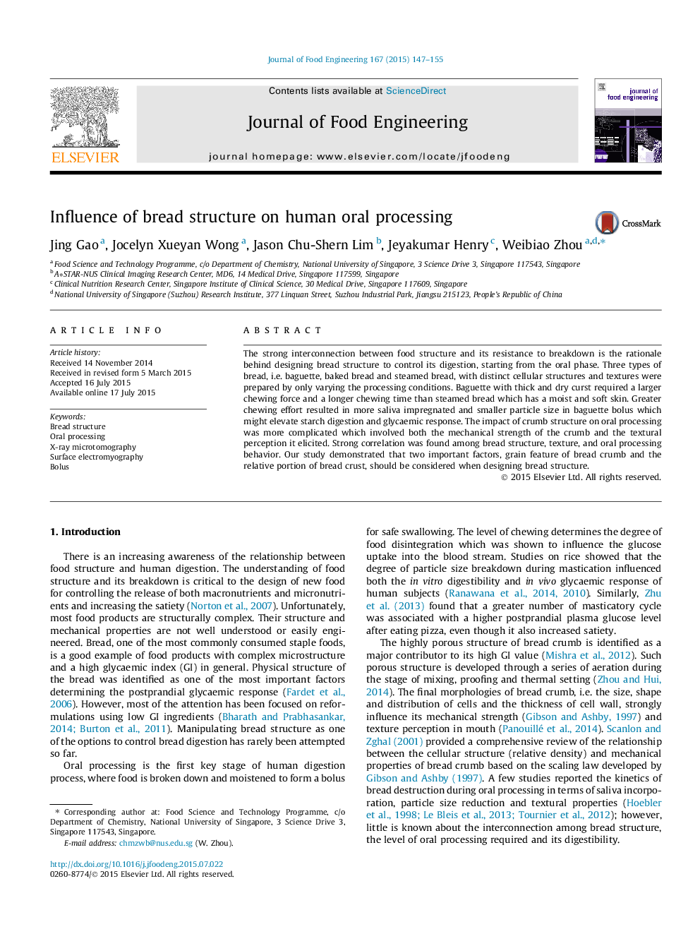 Influence of bread structure on human oral processing