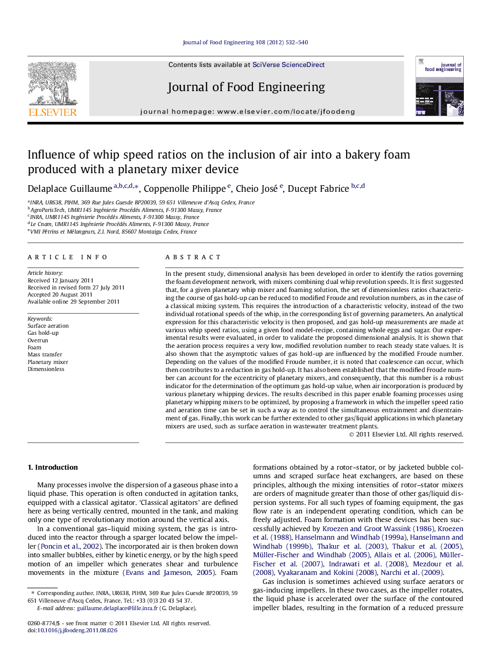 Influence of whip speed ratios on the inclusion of air into a bakery foam produced with a planetary mixer device