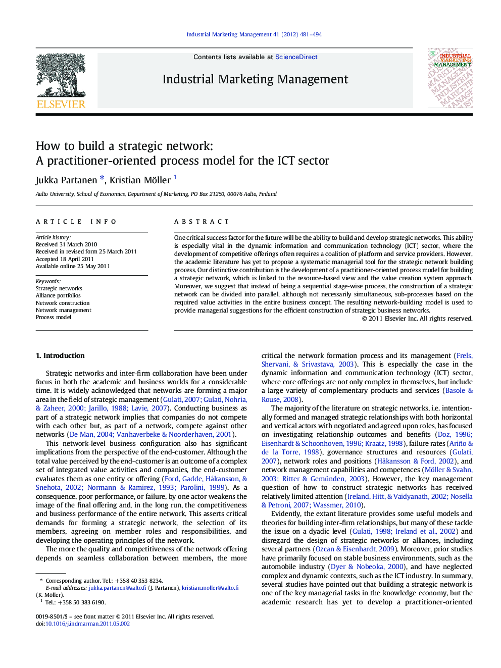 How to build a strategic network: A practitioner-oriented process model for the ICT sector