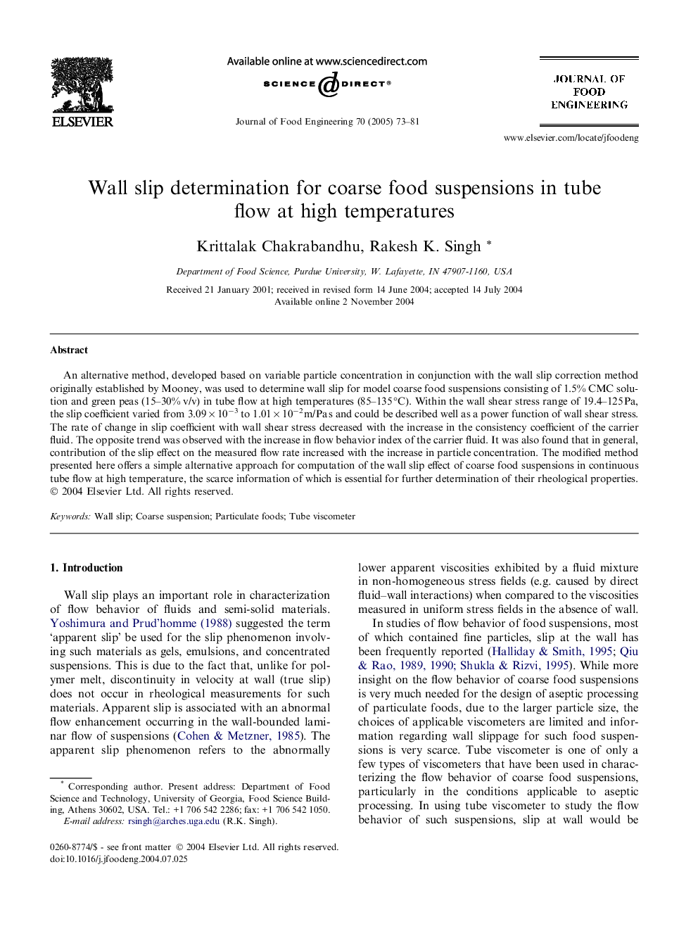 Wall slip determination for coarse food suspensions in tube flow at high temperatures