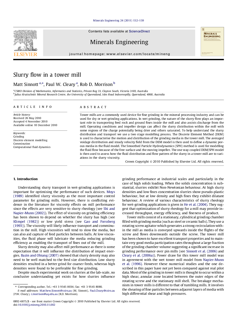 Slurry flow in a tower mill