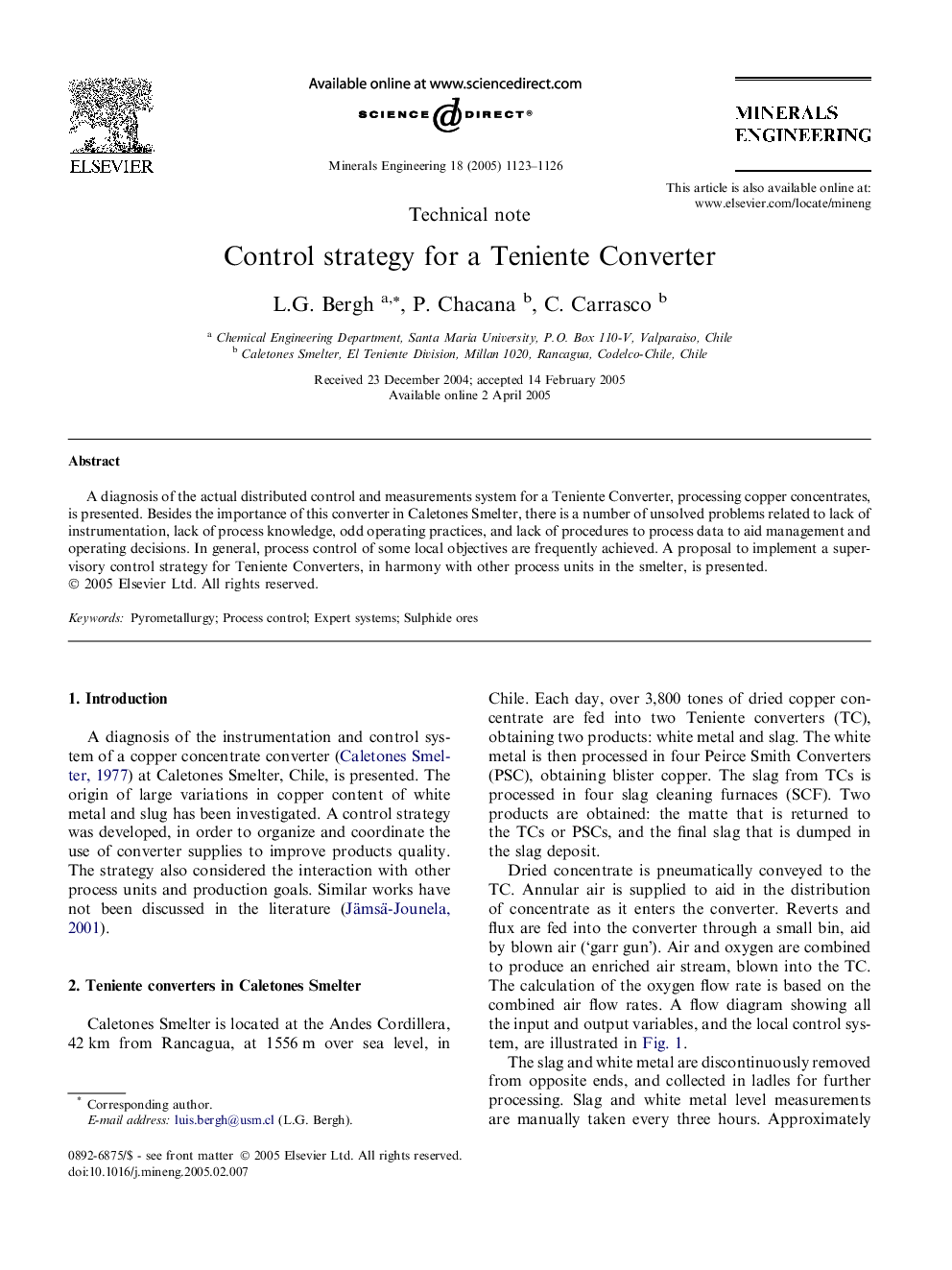 Control strategy for a Teniente Converter