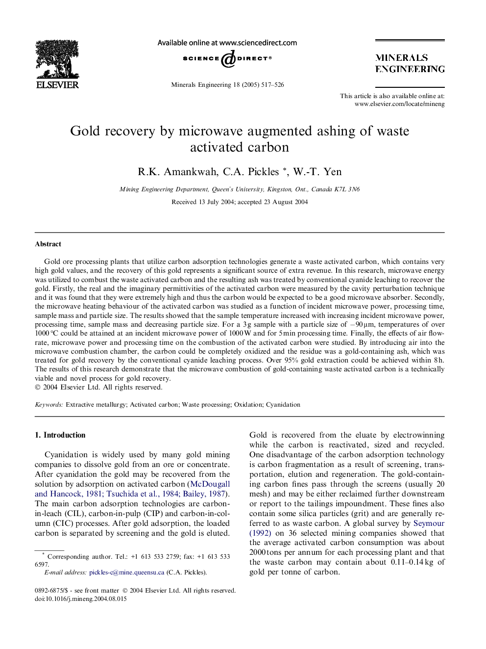 Gold recovery by microwave augmented ashing of waste activated carbon