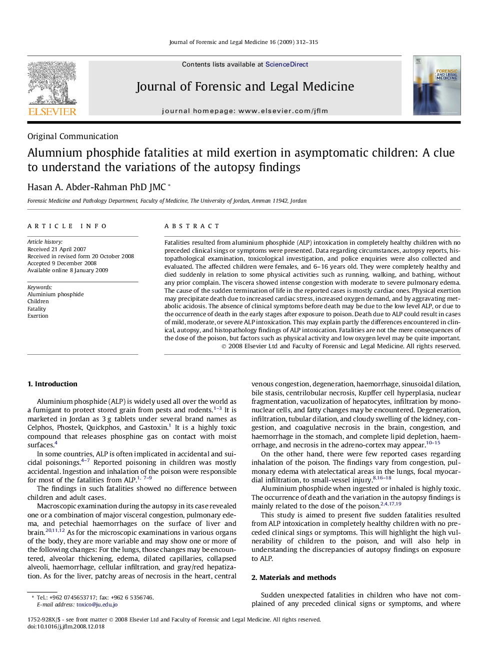 Alumnium phosphide fatalities at mild exertion in asymptomatic children: A clue to understand the variations of the autopsy findings