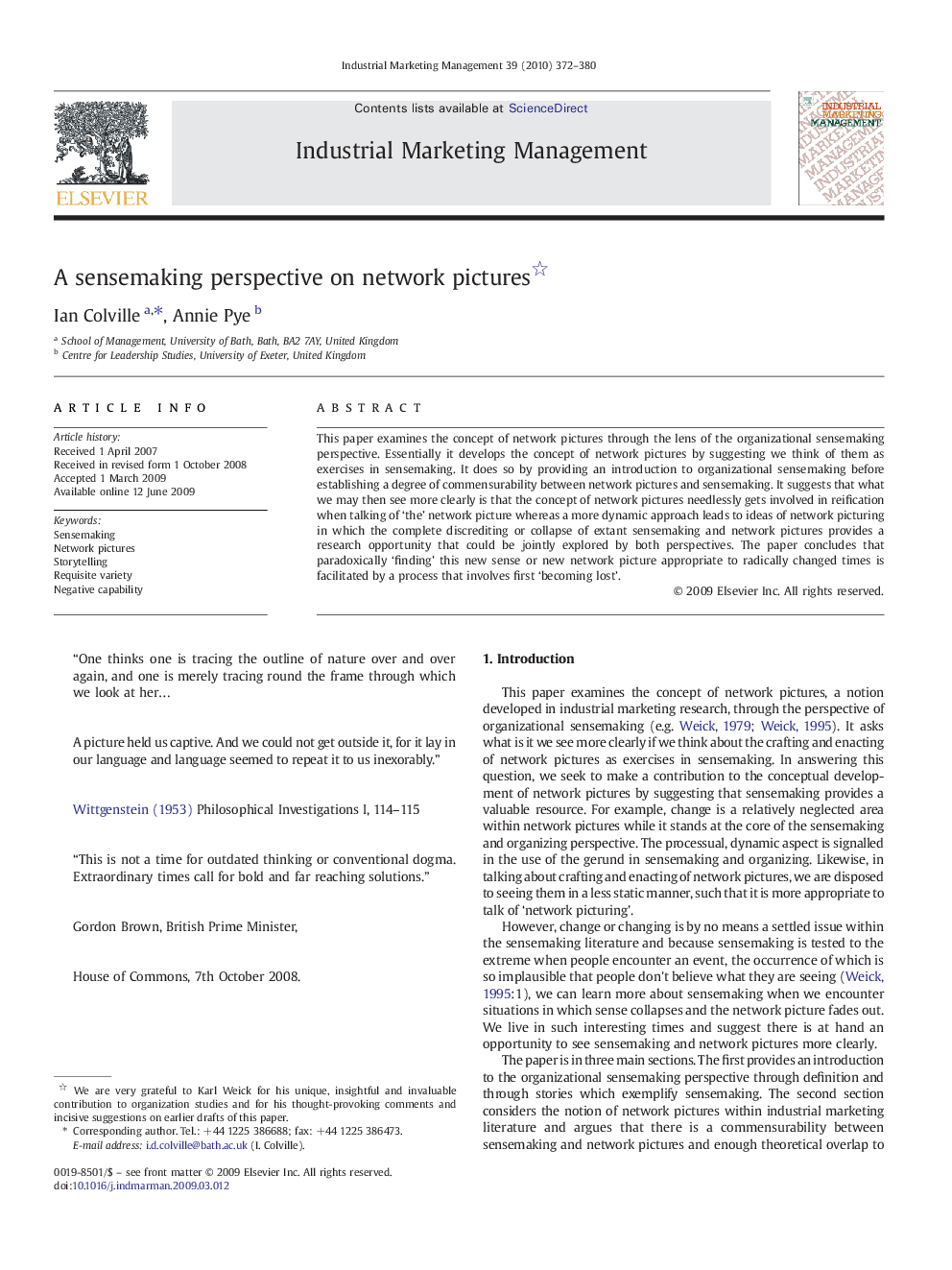 A sensemaking perspective on network pictures 