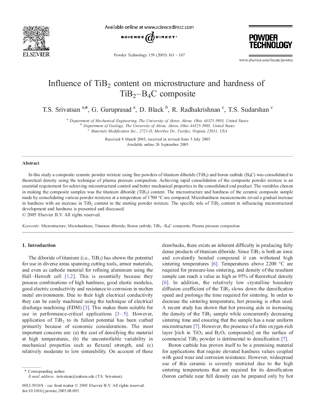 Influence of TiB2 content on microstructure and hardness of TiB2-B4C composite