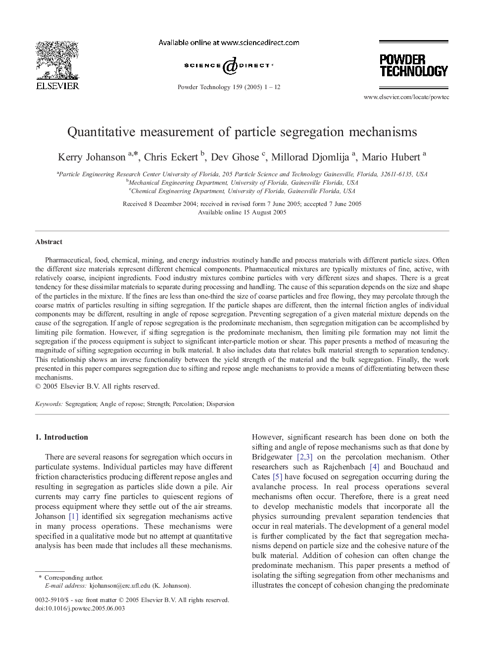 Quantitative measurement of particle segregation mechanisms
