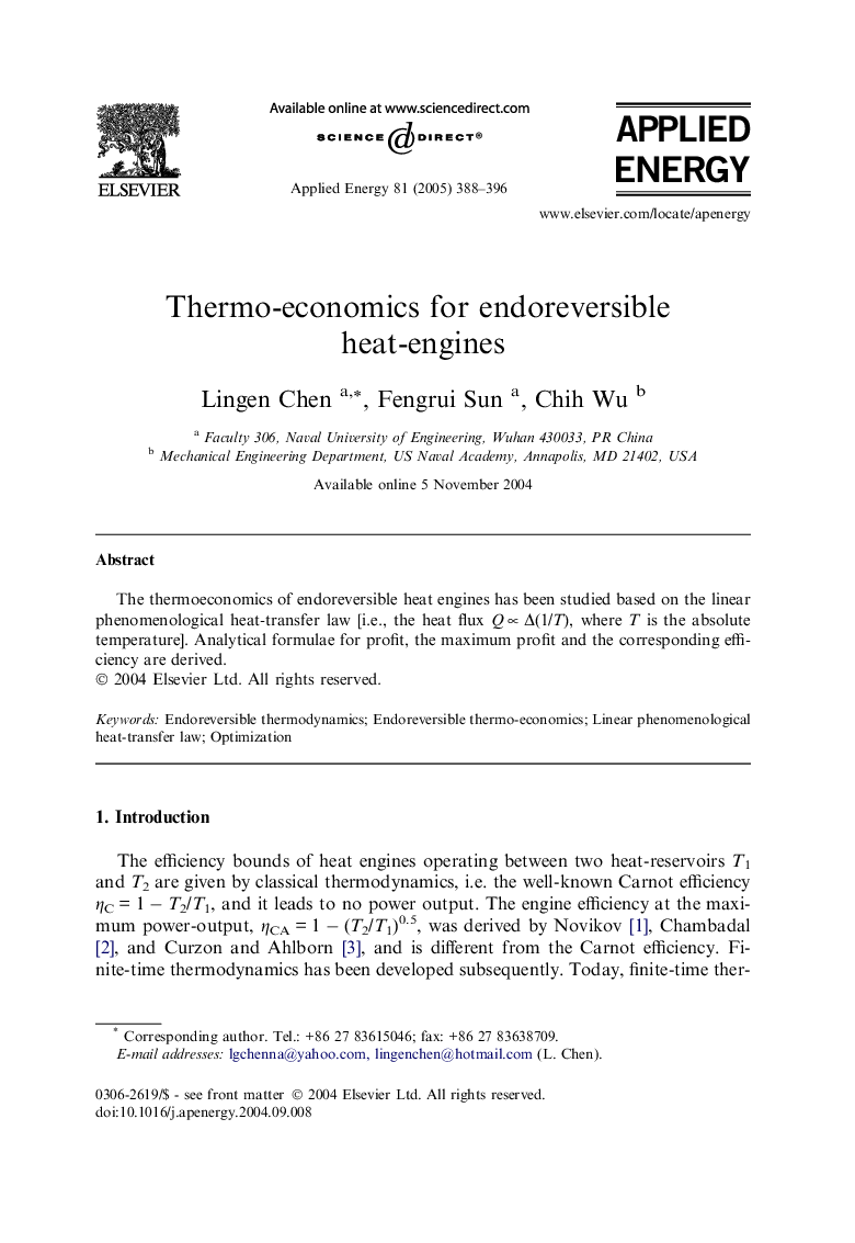 Thermo-economics for endoreversible heat-engines