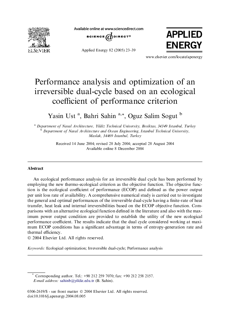 Performance analysis and optimization of an irreversible dual-cycle based on an ecological coefficient of performance criterion