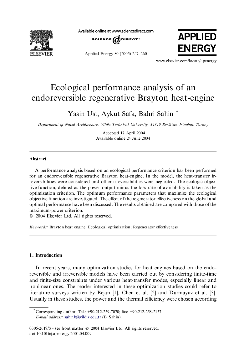 Ecological performance analysis of an endoreversible regenerative Brayton heat-engine