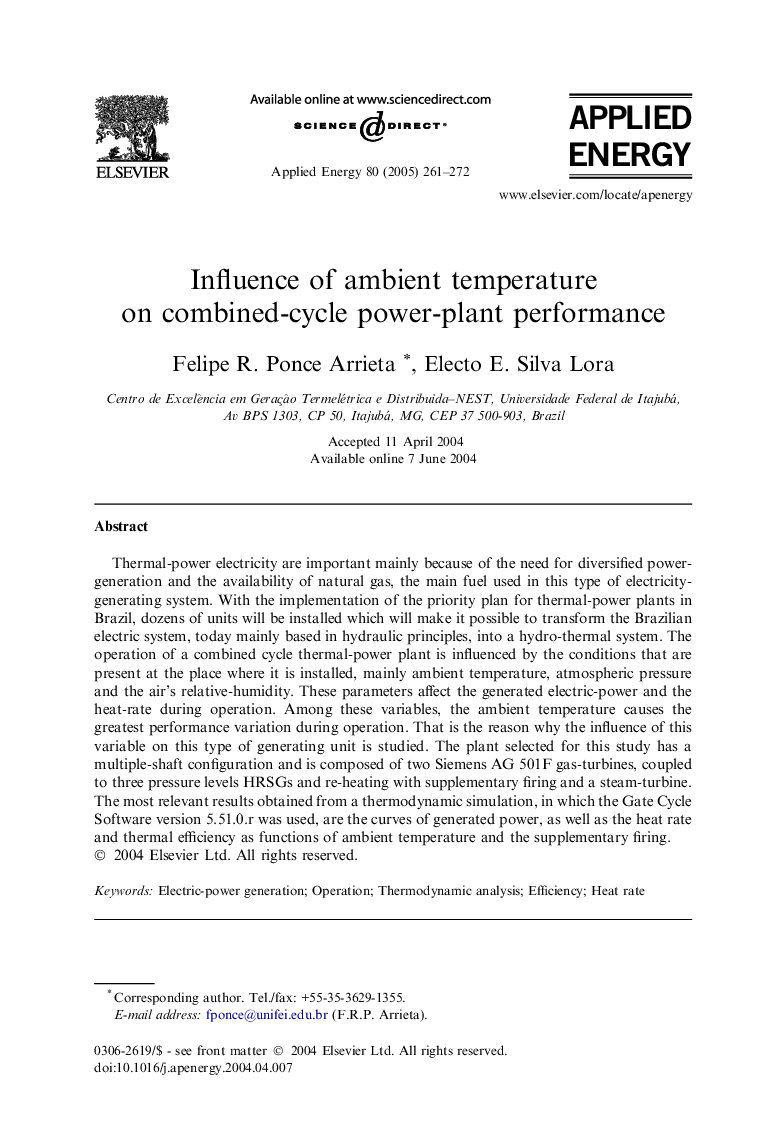 Influence of ambient temperature on combined-cycle power-plant performance