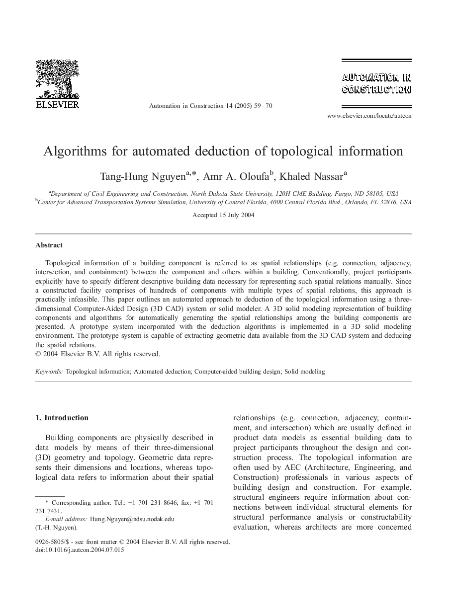 Algorithms for automated deduction of topological information