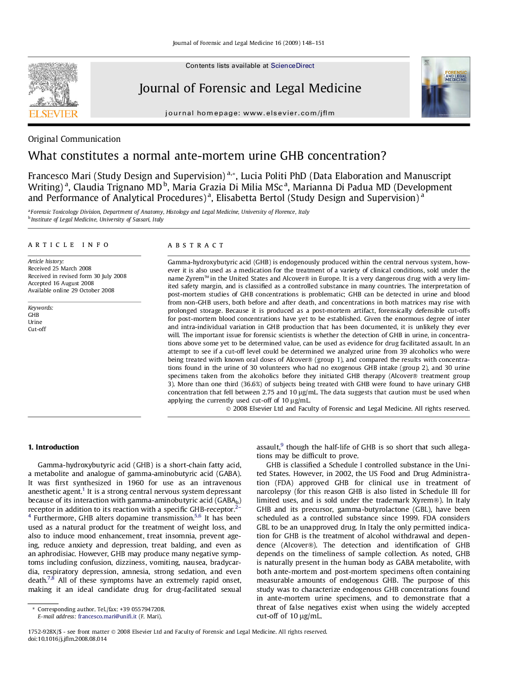 What constitutes a normal ante-mortem urine GHB concentration?