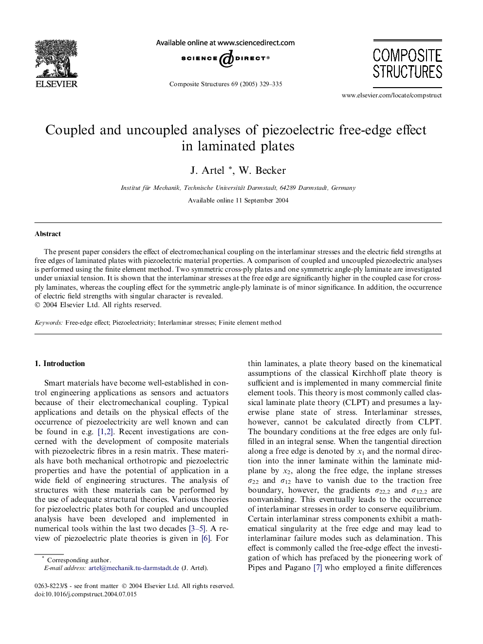 Coupled and uncoupled analyses of piezoelectric free-edge effect in laminated plates