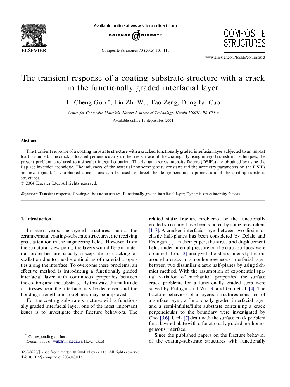 The transient response of a coating-substrate structure with a crack in the functionally graded interfacial layer