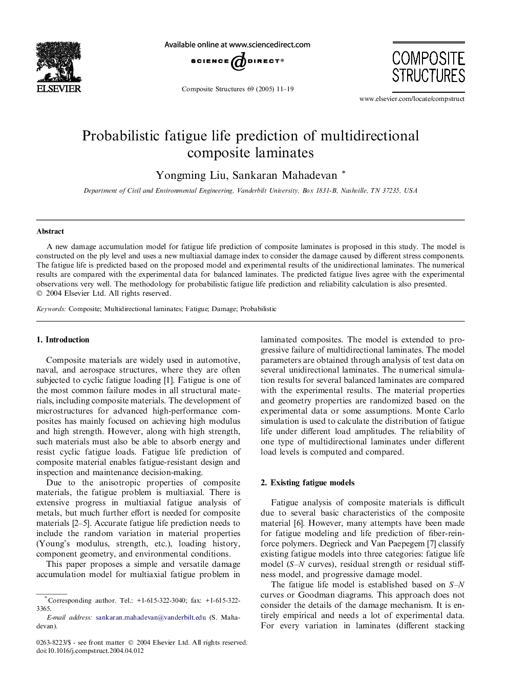 Probabilistic fatigue life prediction of multidirectional composite laminates