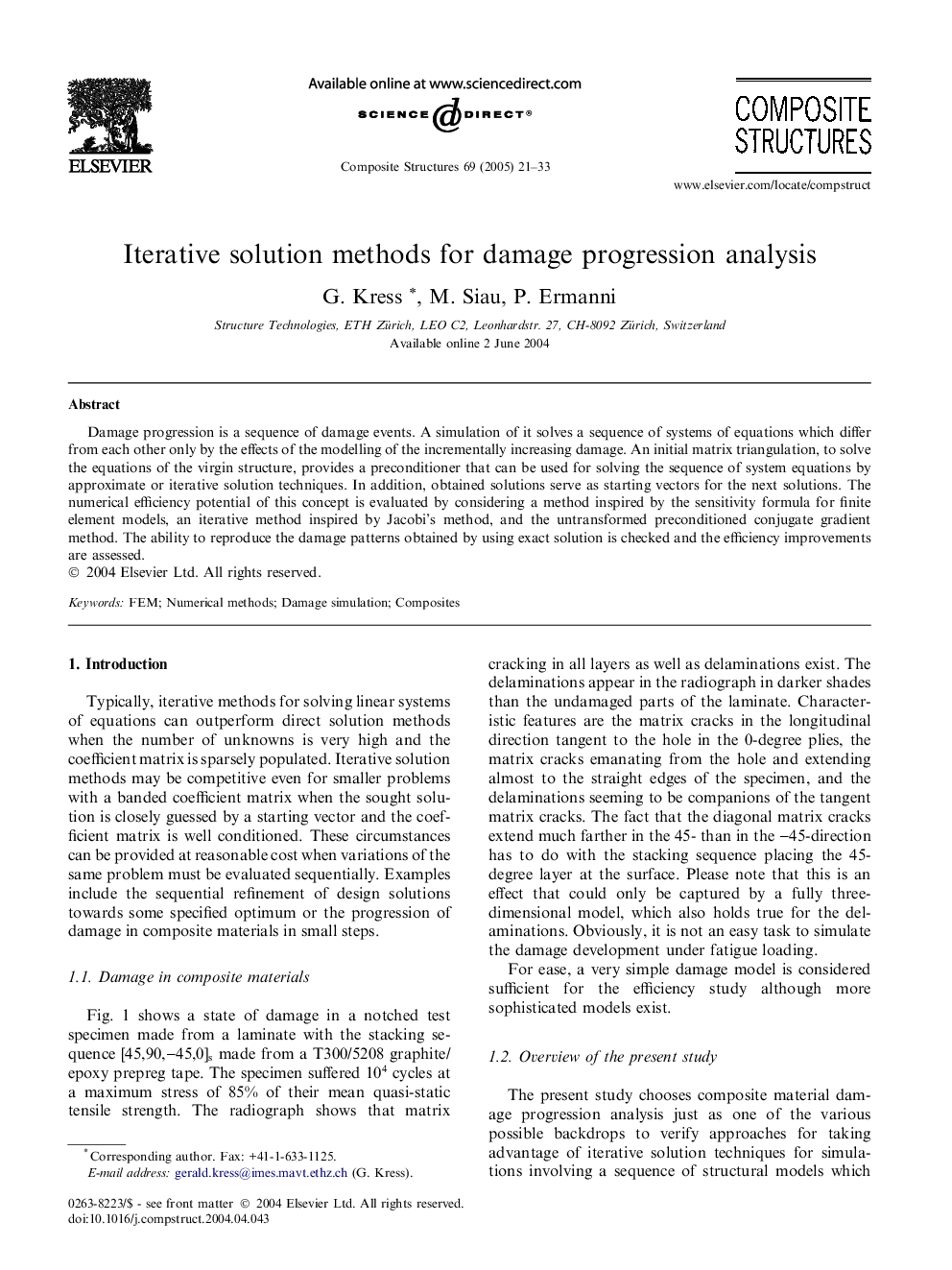 Iterative solution methods for damage progression analysis