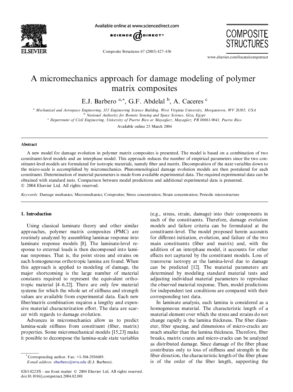 A micromechanics approach for damage modeling of polymer matrix composites