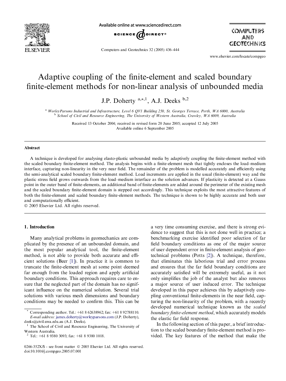 Adaptive coupling of the finite-element and scaled boundary finite-element methods for non-linear analysis of unbounded media