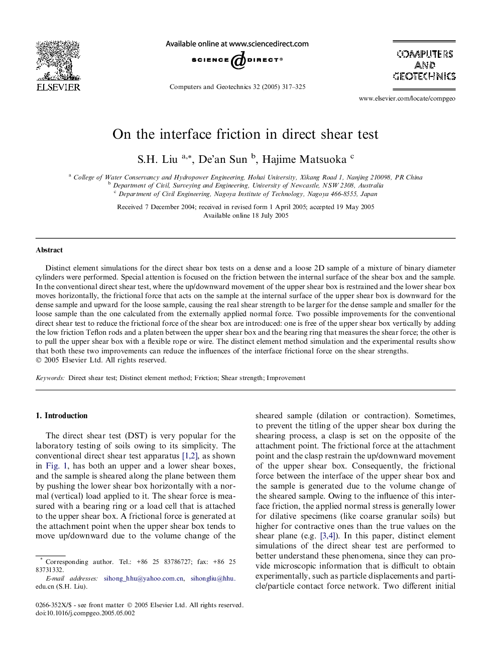 On the interface friction in direct shear test