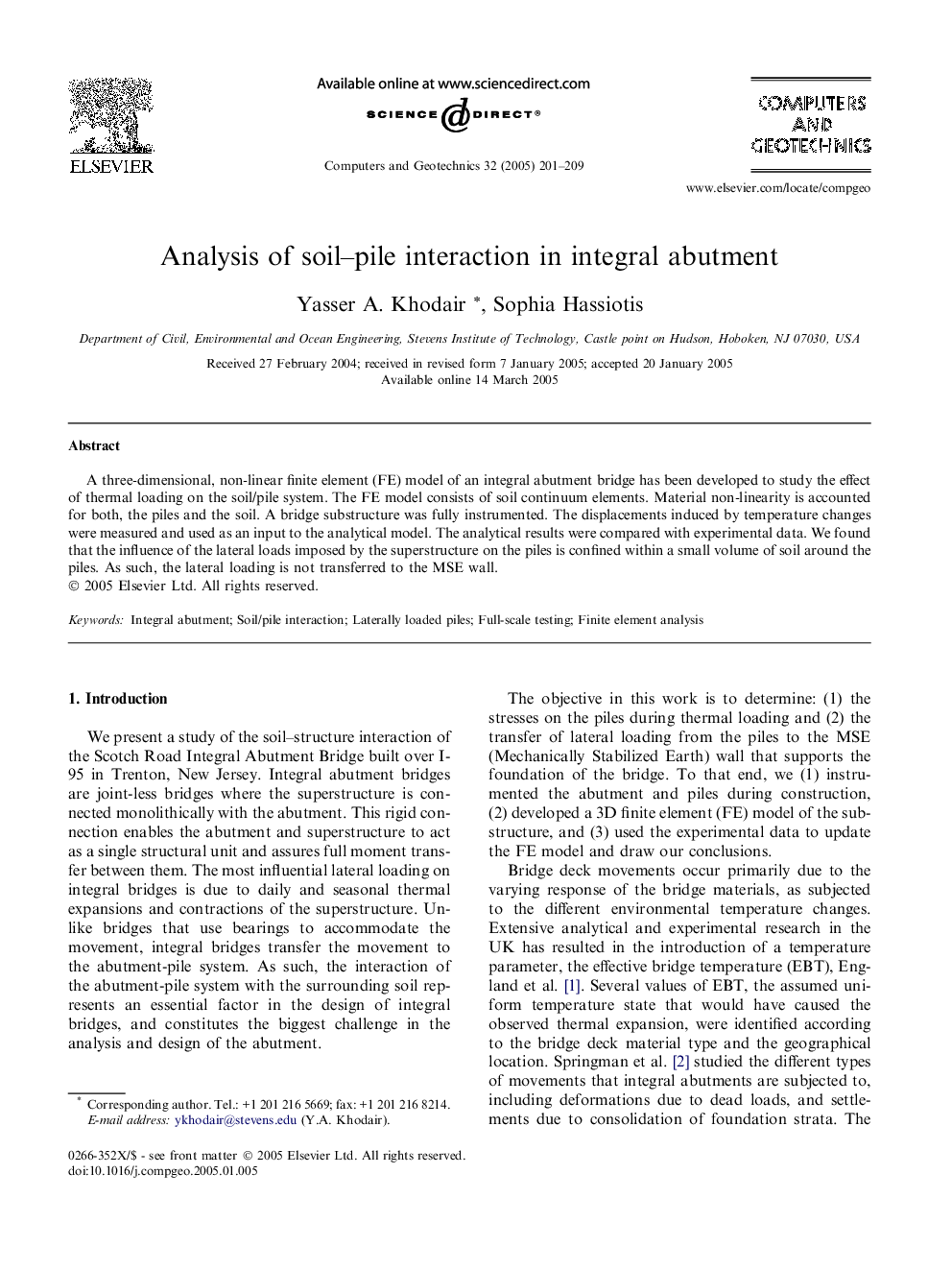 Analysis of soil-pile interaction in integral abutment