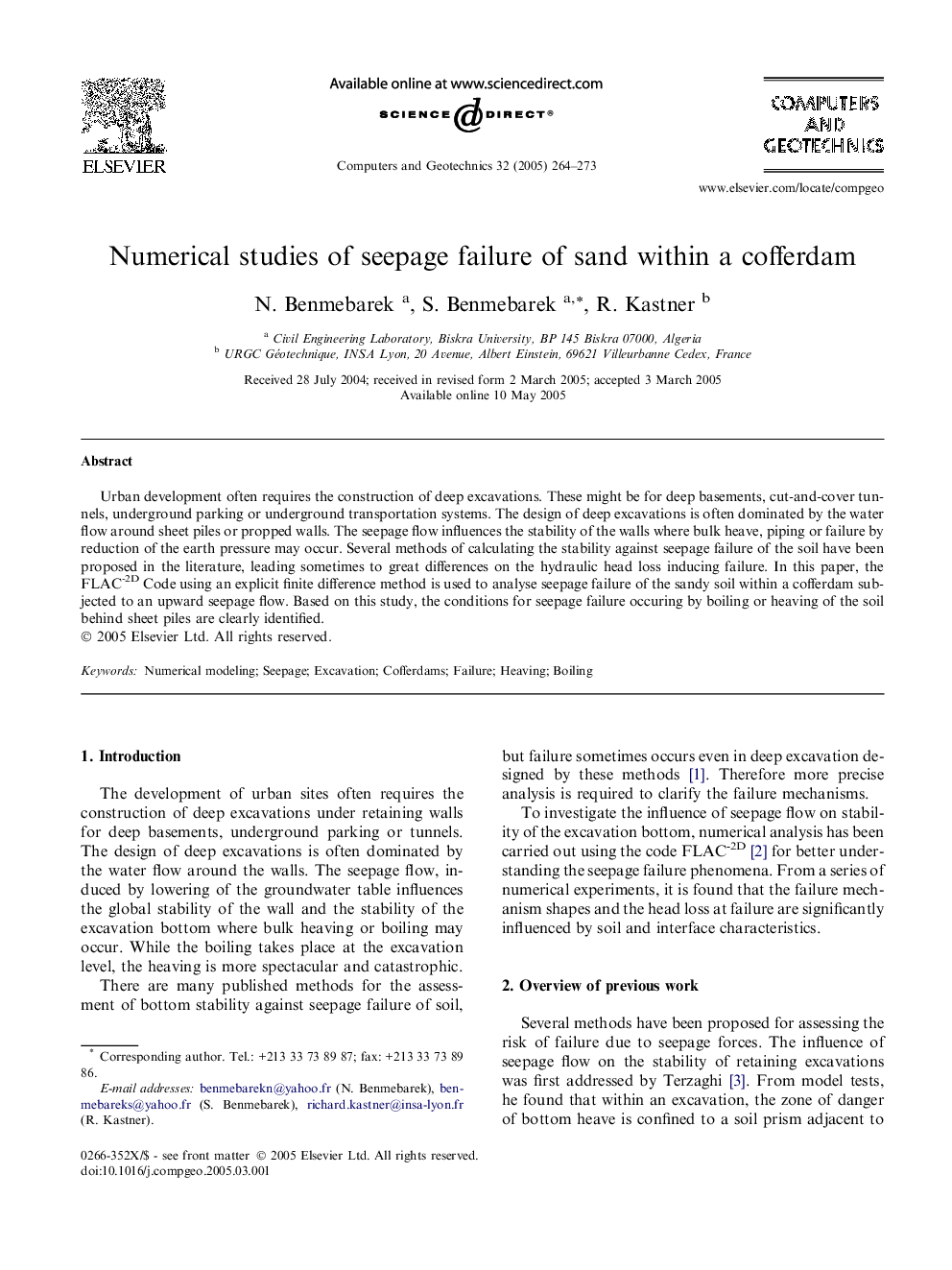 Numerical studies of seepage failure of sand within a cofferdam