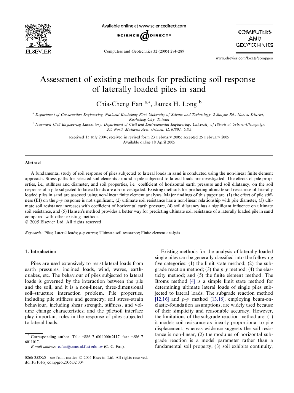 Assessment of existing methods for predicting soil response of laterally loaded piles in sand